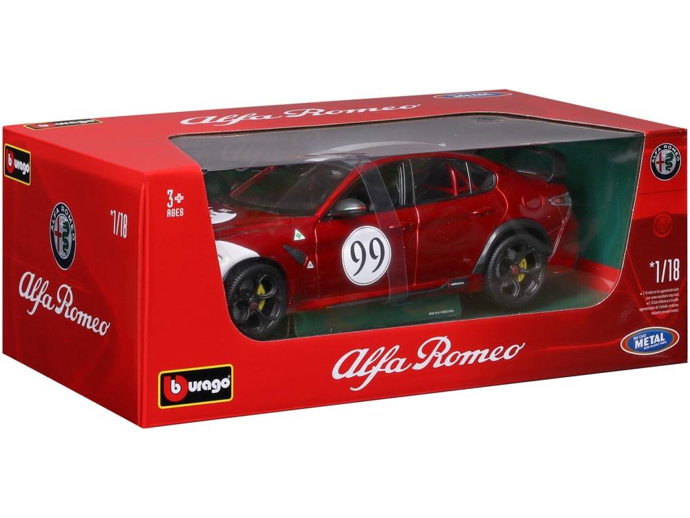 Alfa Romeo Giulia GTAm #99 Racing 2020 Red/White/Black 1:18 Scale Diecast Car – Bburago-Bburago-Diecast Model Centre