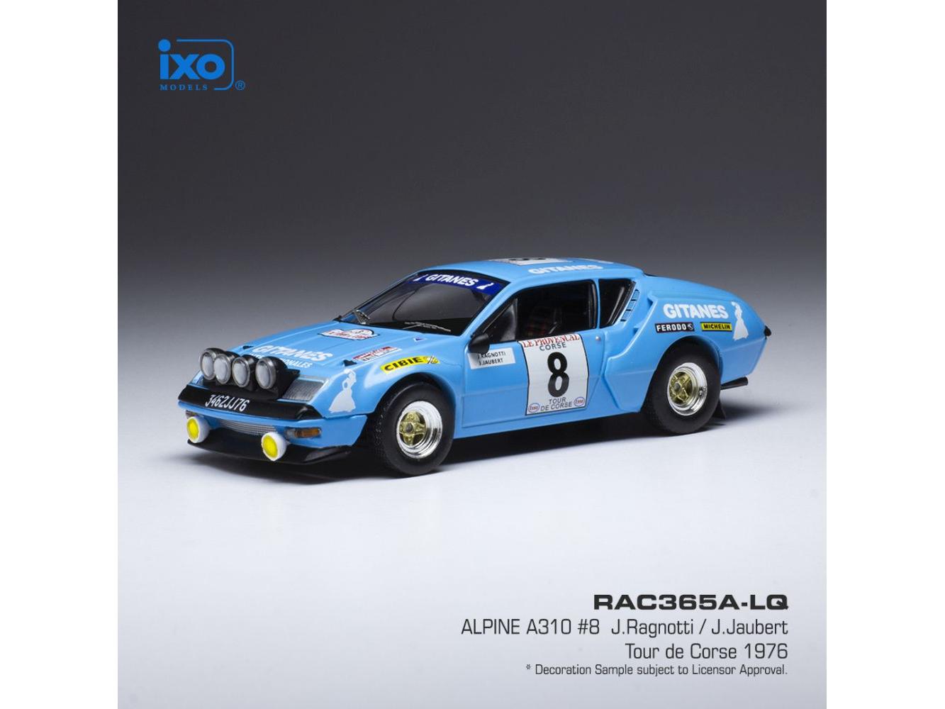Alpine A310 #8 Gitanes Tour de Corse 1976 J.Ragnotti/J.Jaubert 1:43 Scale IXO Diecast Model Car-IXO-Diecast Model Centre