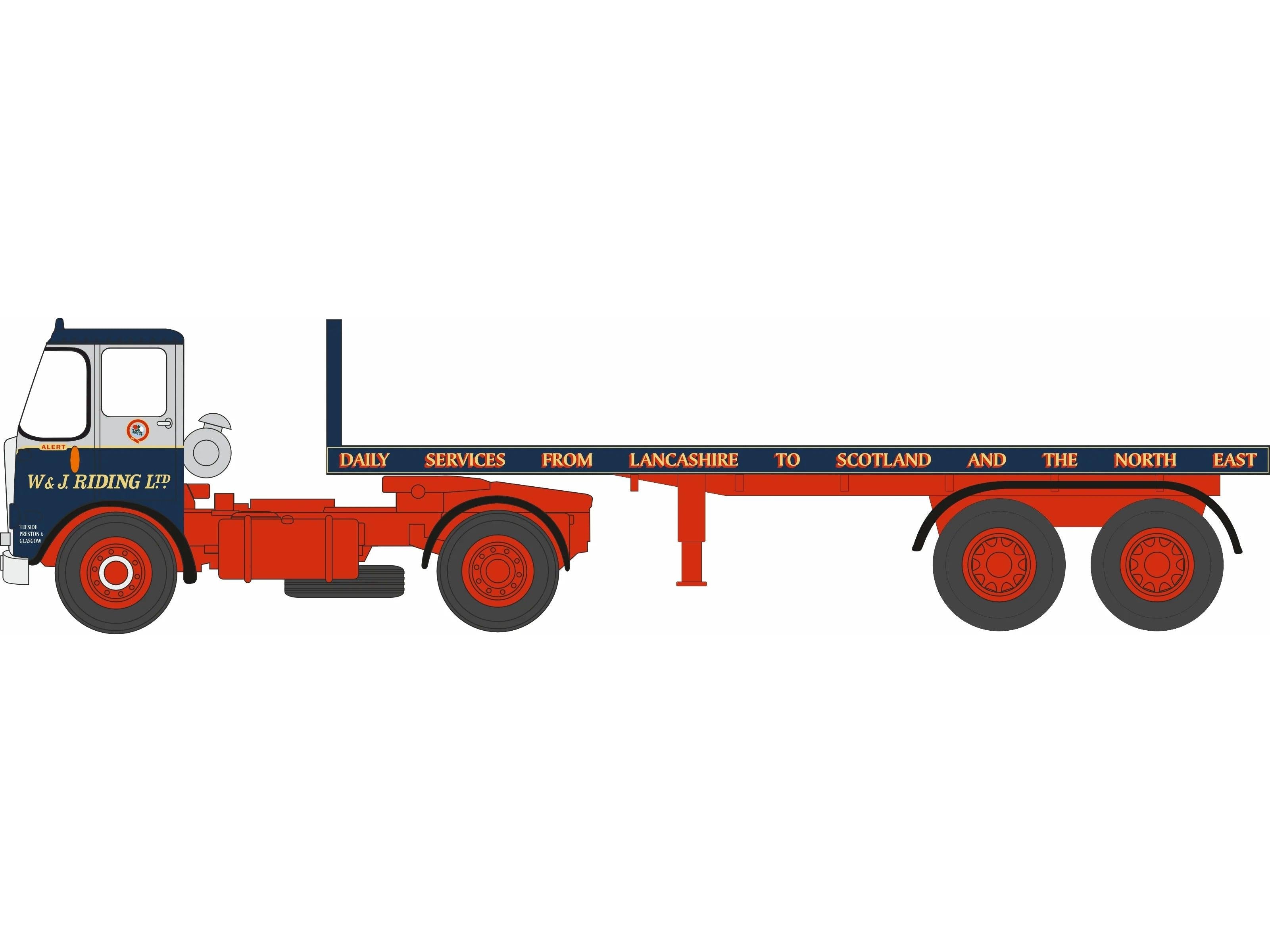 Atkinson Borderer Flatbed Trailer W and J Riding Ltd 1:76 Scale Diecast Truck – Oxford Diecast-Oxford Diecast-Diecast Model Centre
