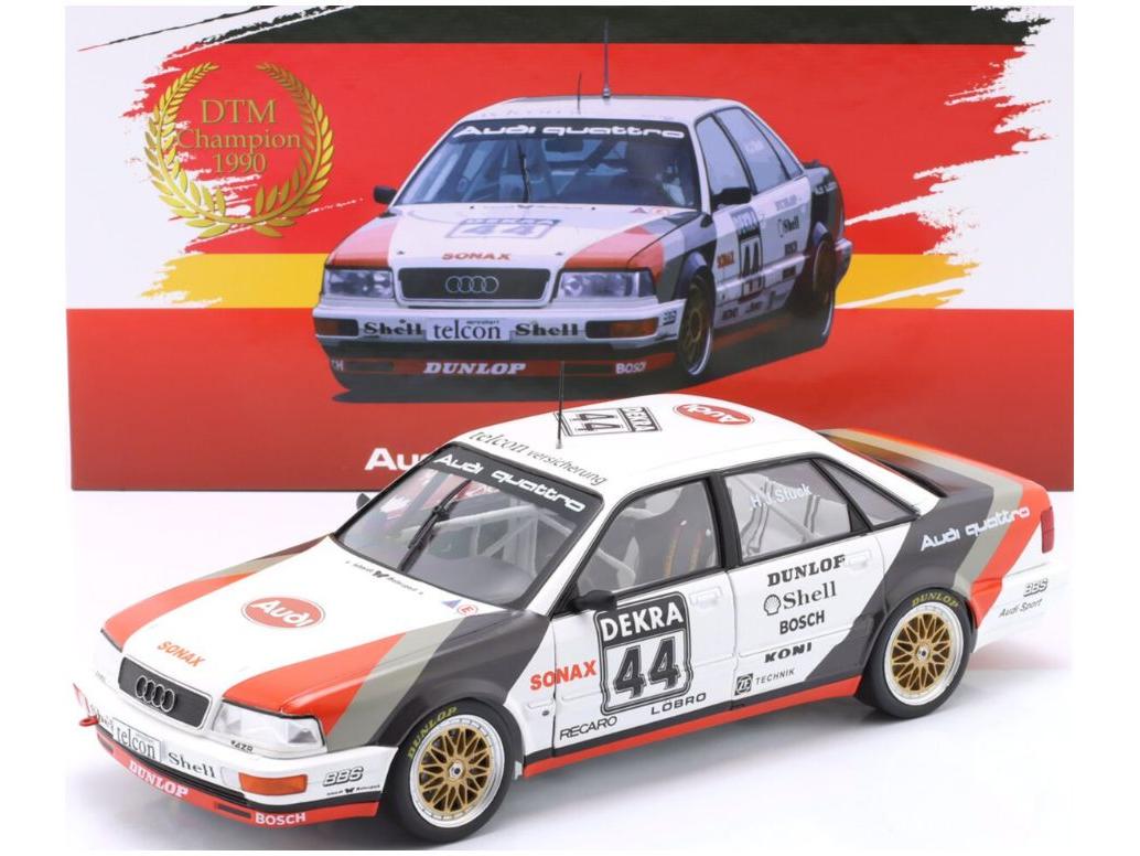 Audi V8 Quattro #44 DTM Champion 1990 Hans Joachim Stuck w/Collectors Box 1:18 Scale Werk83 Diecast Model Car-Werk83-Diecast Model Centre