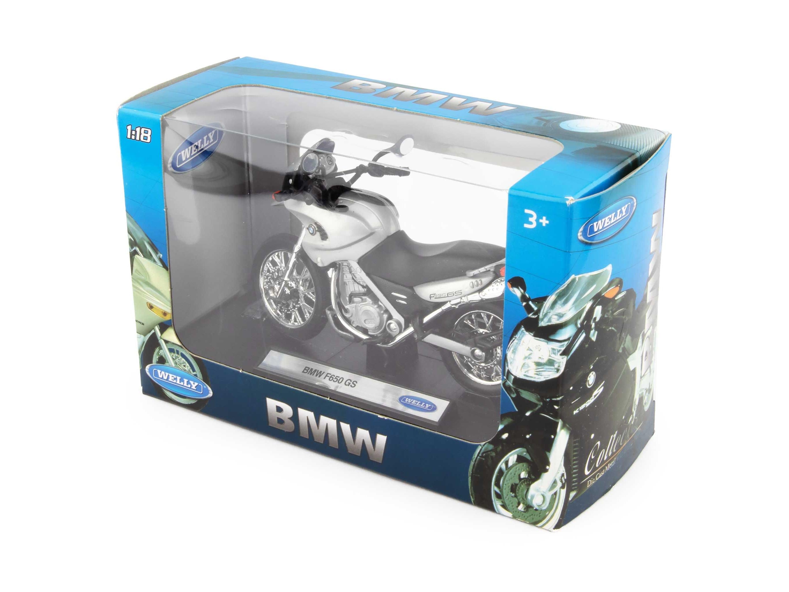 BMW F650 GS silver - 1:18 Scale Diecast Model Motorcycle-Welly-Diecast Model Centre