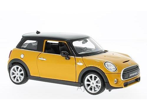 BMW Mini Cooper S Yellow/Black 1:24 Scale Welly Diecast Model-Welly-Diecast Model Centre
