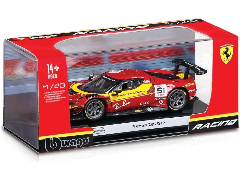 Ferrari Racing 296 GT3 Miniature de collection Bburago à l'échelle 1:43