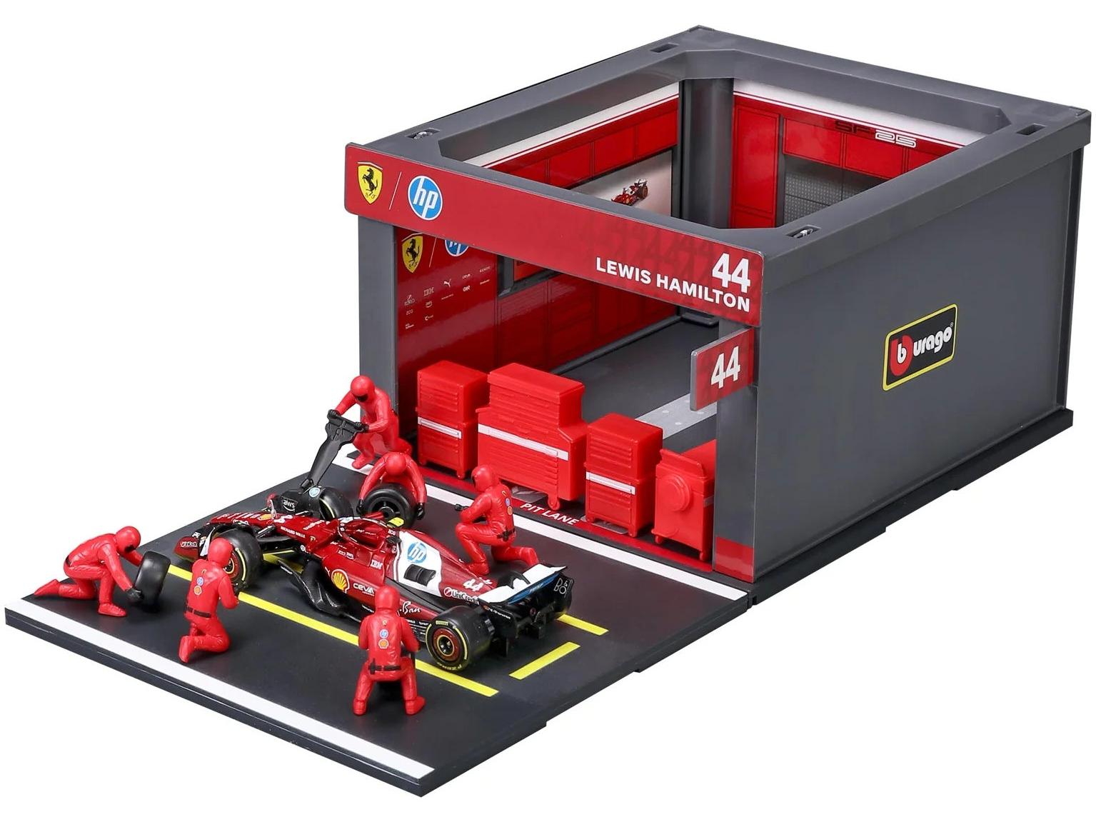 Ferrari SF-25 F1 2025 Lewis Hamilton Pit Pass 1:43 Scale Bburago Diorama