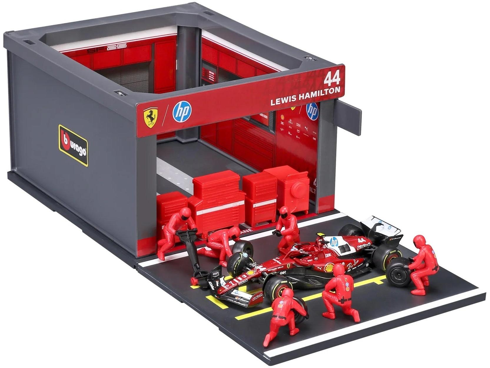 Ferrari SF-25 F1 2025 Lewis Hamilton Pit Pass 1:43 Scale Bburago Diorama