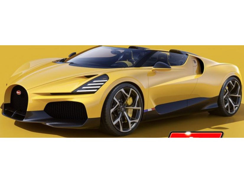 Bugatti W16 Mistral Cabriolet yellow 1:18 Scale Model Car