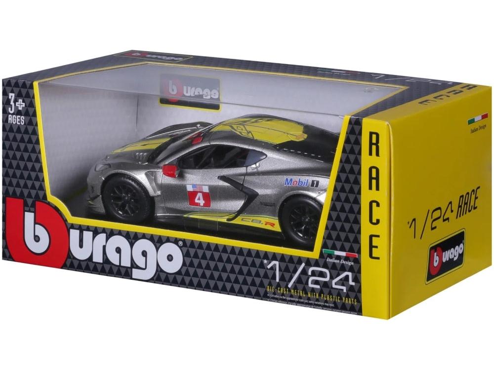 Chevrolet Corvette C8R 2020 Grey/Yellow #4 1:24 Scale Diecast Model Car – Bburago-Bburago-Diecast Model Centre