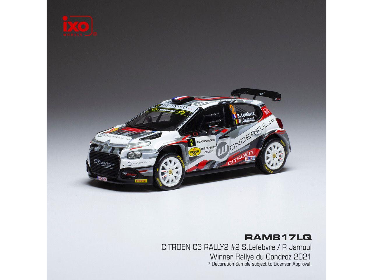 Citroen C3 Rally #2 Rallye du Condroz Huy 2021 S.Lefebvre/R.Jamoul 1:43 Scale IXO Diecast Model Car-IXO-Diecast Model Centre