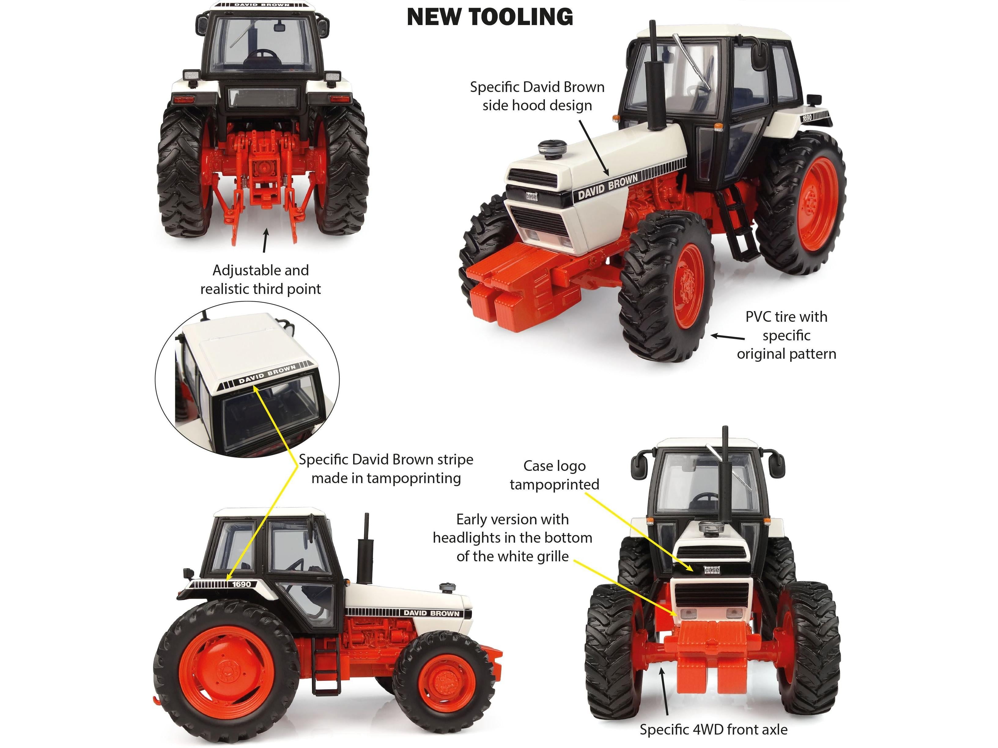David Brown 1690 4x4WD Tractor 1:32 Scale Universal Hobbies Diecast Model-Universal Hobbies-Diecast Model Centre