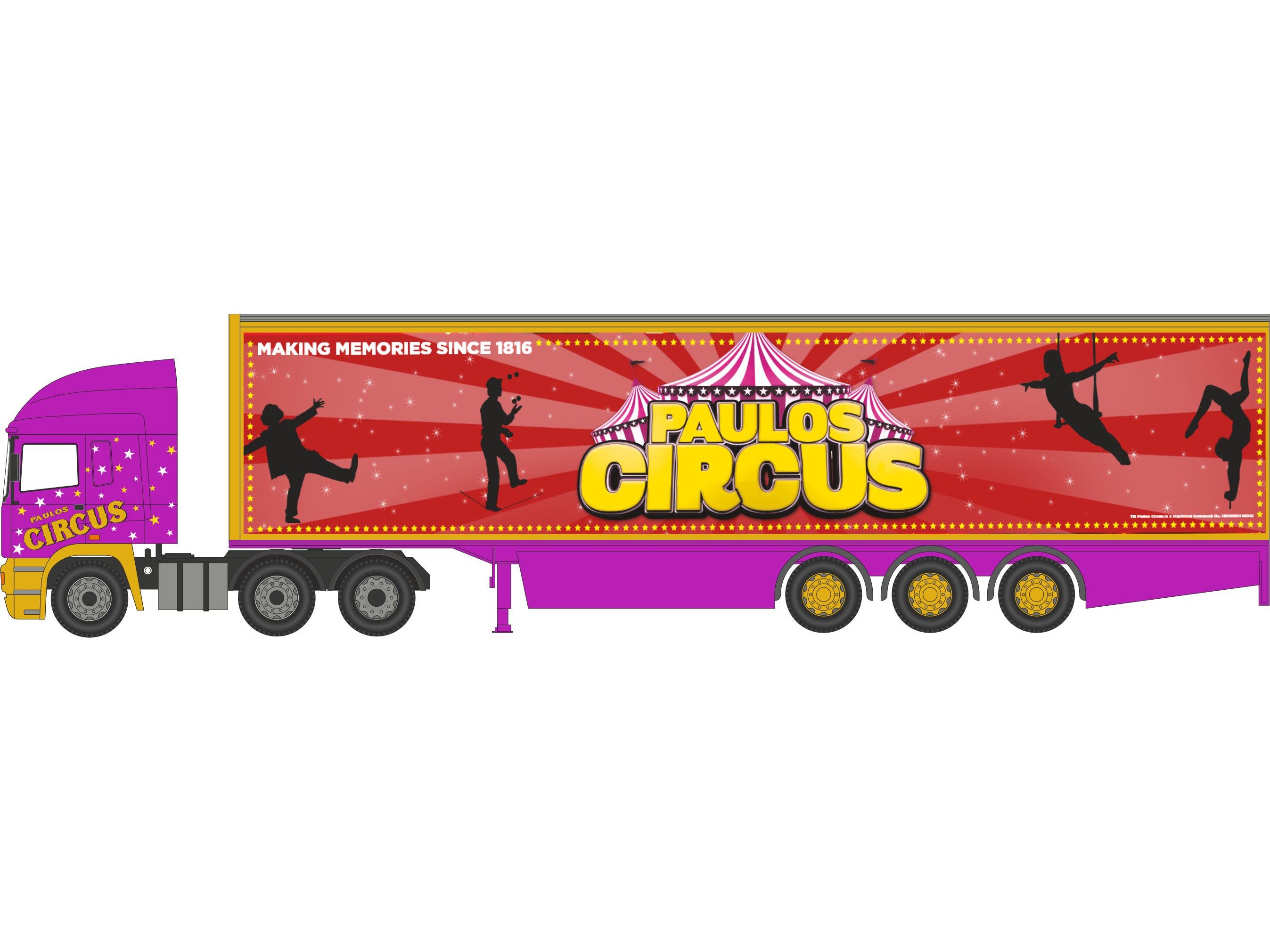 ERF EC Box Trailer Paulos Circus - 1:76 Scale Diecast Model Truck-Oxford Diecast-Diecast Model Centre