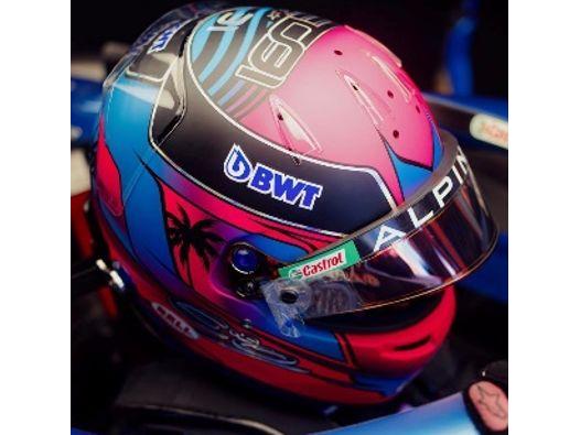 Esteban Ocon BWT Alpine F1 Miami GP 2023 - 1:5 Scale Replica Helmet-Spark-Diecast Model Centre