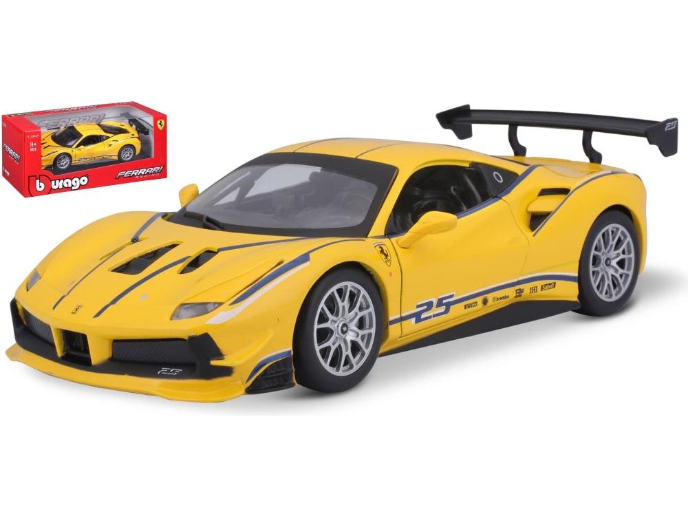 Ferrari 488 Challenge #25 Yellow 1:24 Scale Diecast Car – Bburago-Bburago-Diecast Model Centre