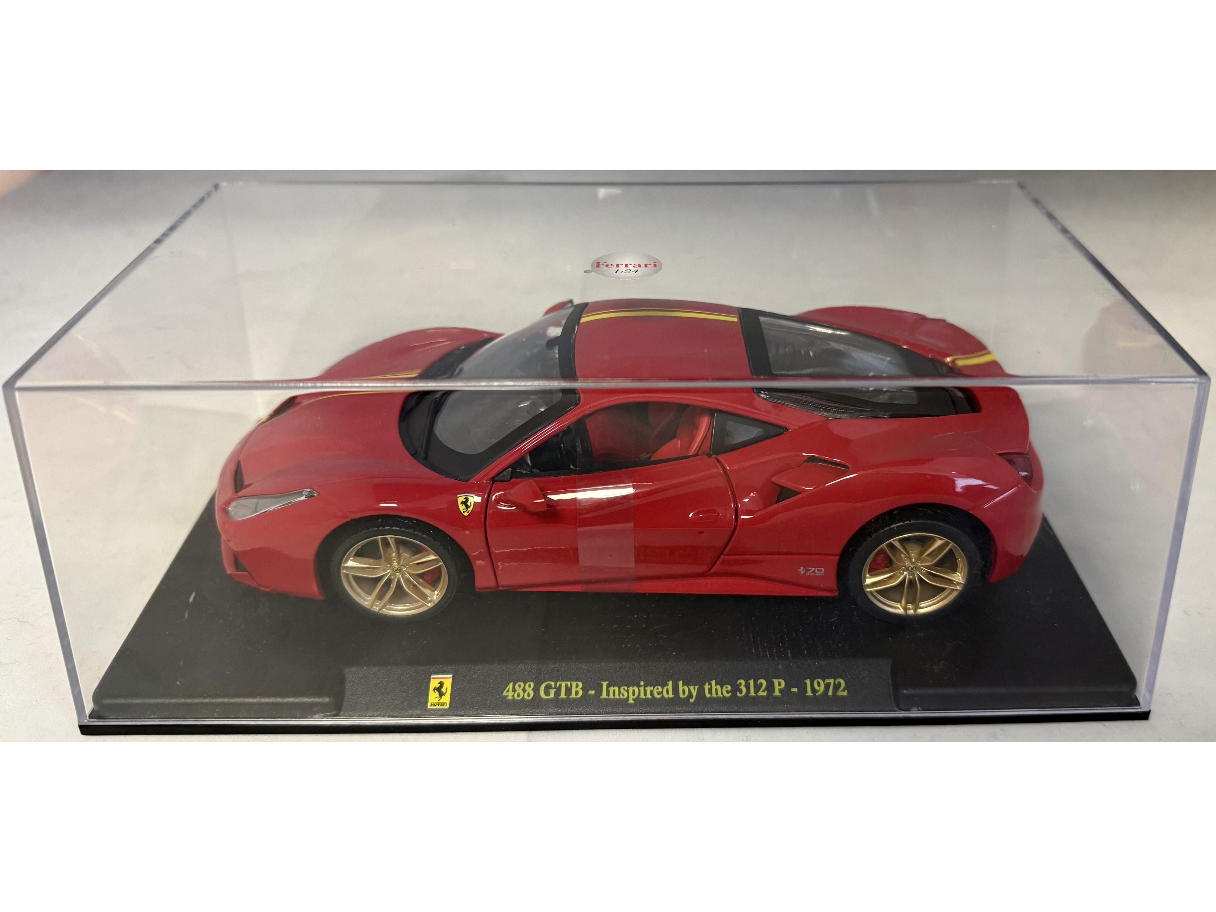 Ferrari 488 GTB Red Inspired by 1972 312P 1:24 Scale Unbranded Diecast Model Car-Unbranded-Diecast Model Centre