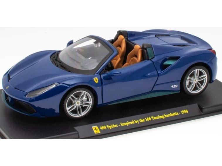 Ferrari 488 Spider Blue - Inspired by 1950 166 Touring 1:24 Scale Diecast Model-Unbranded-Diecast Model Centre