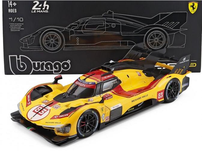 Ferrari 499P 3.0L Turbo V6 AF Corse 24h Le Mans 2025 Winner #83 Kubica/Hanson/Ye (+ Case) 1:18 Scale Diecast Model Car – Bburago-Bburago-Diecast Model Centre