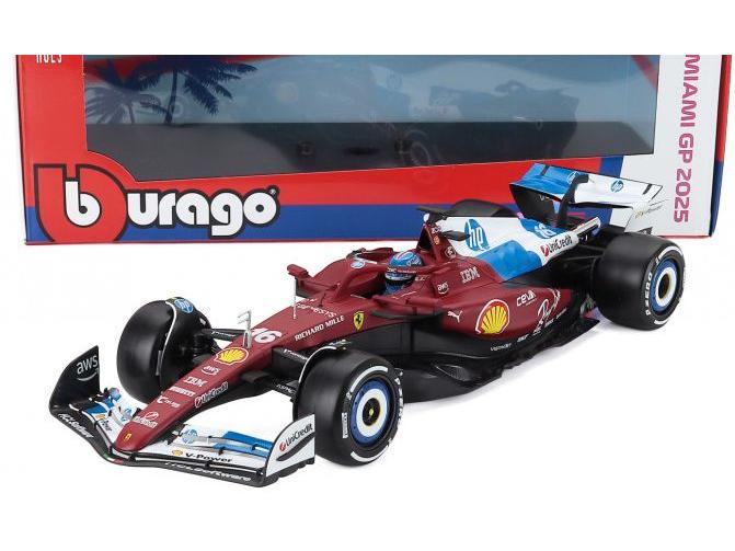 Ferrari F1 SF-25 F1Miami GP 2025 #16 Charles Leclerc w/Case 1:18 Scale Bburago Diecast Model Car-Bburago-Diecast Model Centre