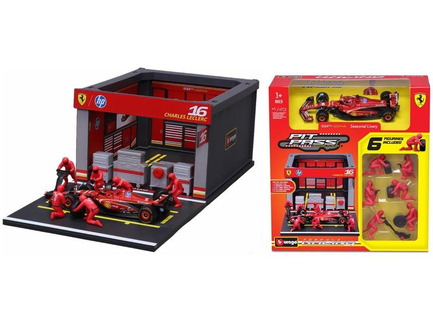 Ferrari SF-25 F1 2025 Charles Leclerc Pit Pass 1:43 Scale Bburago Diorama-Bburago-Diecast Model Centre