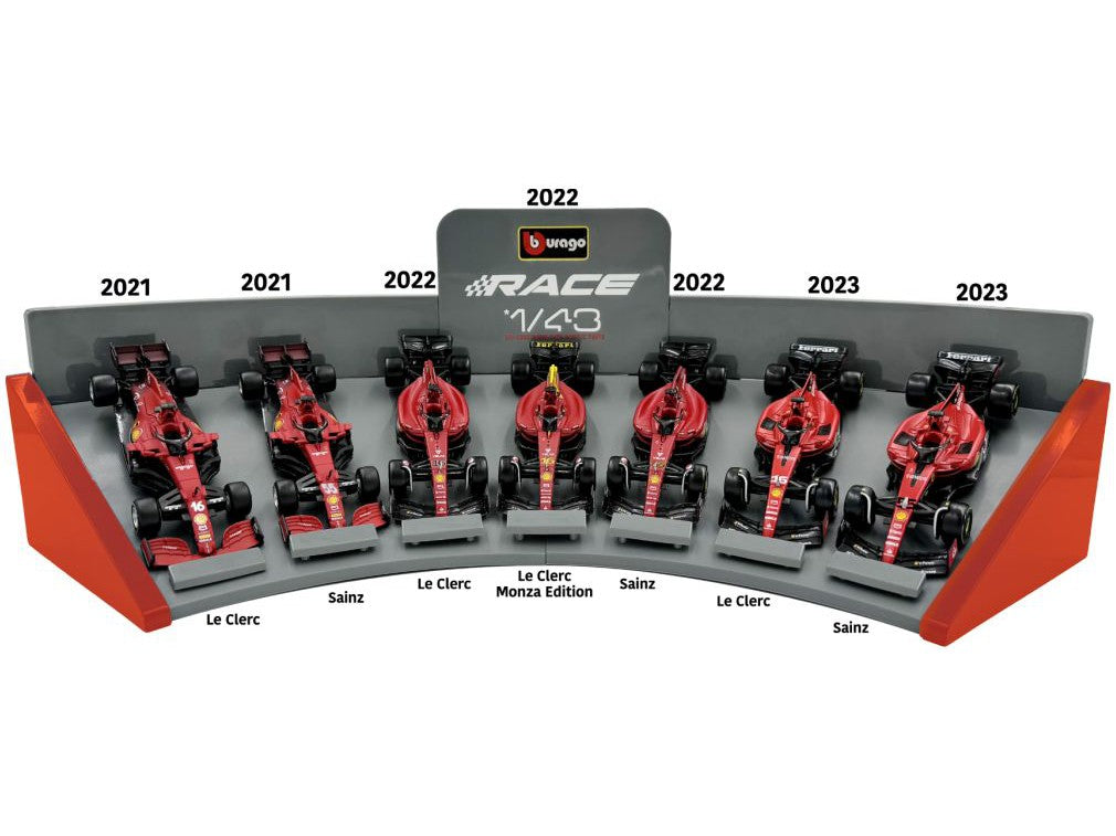 Ferrari SF21/F1-75/SF-23 LeClerc/Sainz - 1:43 Scale Diecast Model 7 Car Set-Bburago-Diecast Model Centre