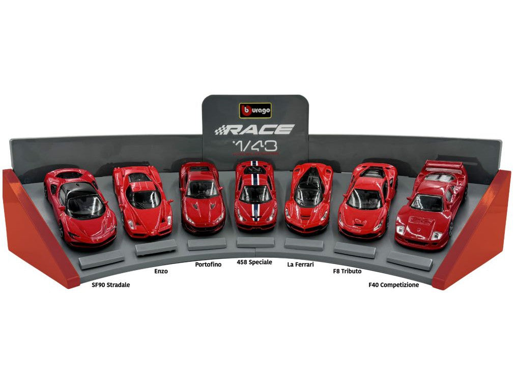 Ferrari SF90 Stradale Enzo F40 Portofino 458 La Ferrari F8 Tributo 7 Car Set 1 43 Scale Model Cars