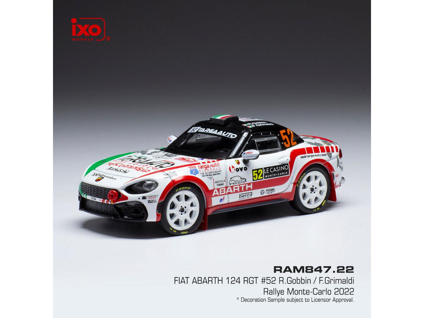 Fiat Abarth 124 RGT #52 WRC Monte Carlo 2022 R.Gobbin/F.Grimaldi 1:43 Scale IXO Diecast Model Car-IXO-Diecast Model Centre