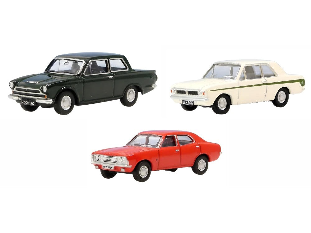 Ford Cortina 3 Piece Set Mk1/2/3 1:76 Scale Diecast Cars