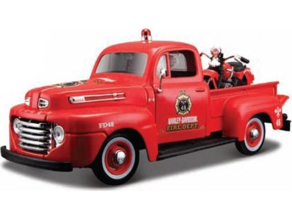 Ford F-1 Pick Up 1948 + Harley-Davidson El Knucklehead 1:24 Scale Maisto Diecast Model Pickup-Maisto-Diecast Model Centre
