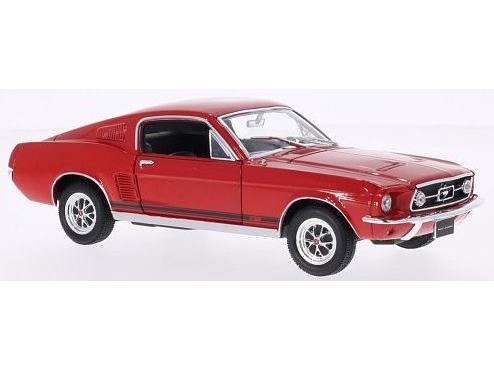 Ford Mustang GT 1967 Red 1:24 Scale Welly Diecast Model-Welly-Diecast Model Centre