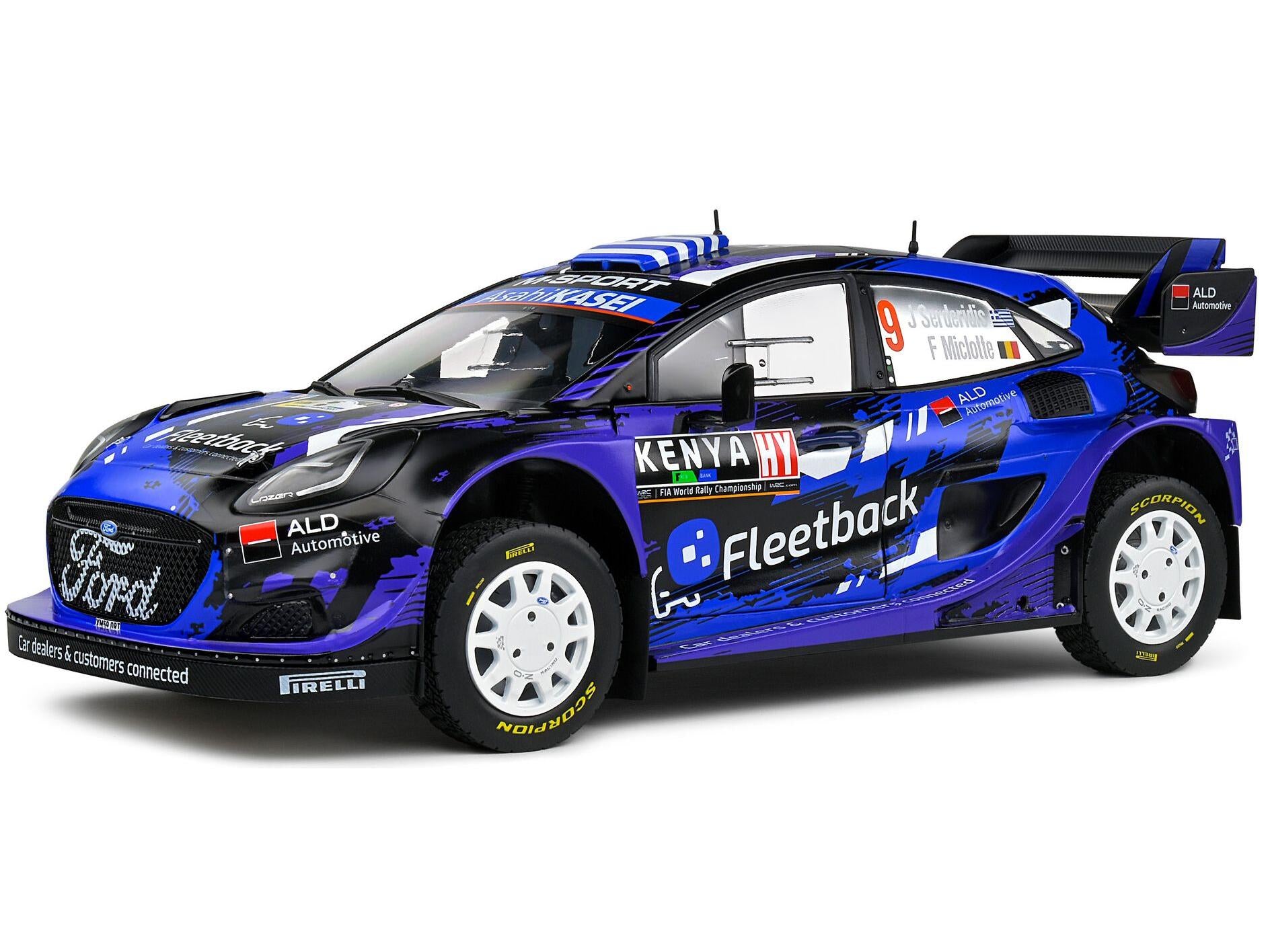 Ford Puma Rally1 #9 Serderidis Miclotte Rally Kenya 2022 1:18 Scale Solido Diecast Model-Solido-Diecast Model Centre