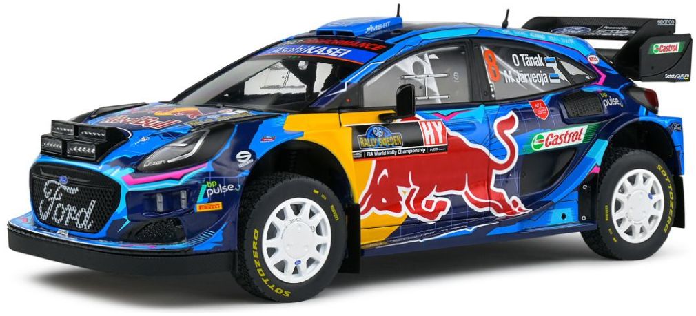 Ford Puma Rally1 Hybrid #8 Winner Rally Sweden Tanak/Järveoja 1:18 Scale Model Car