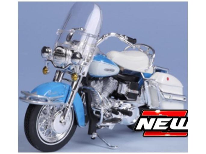 Harley-Davidson FLH Electra Glide 1966 Blue/White 1:18 Scale Maisto Diecast Model-Maisto-Diecast Model Centre