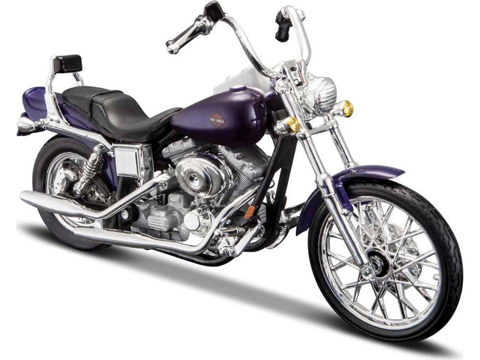 Harley-Davidson FXDWG Dyna Wide Glide 2001 Purple 1:18 Scale Maisto Diecast Model-Maisto-Diecast Model Centre