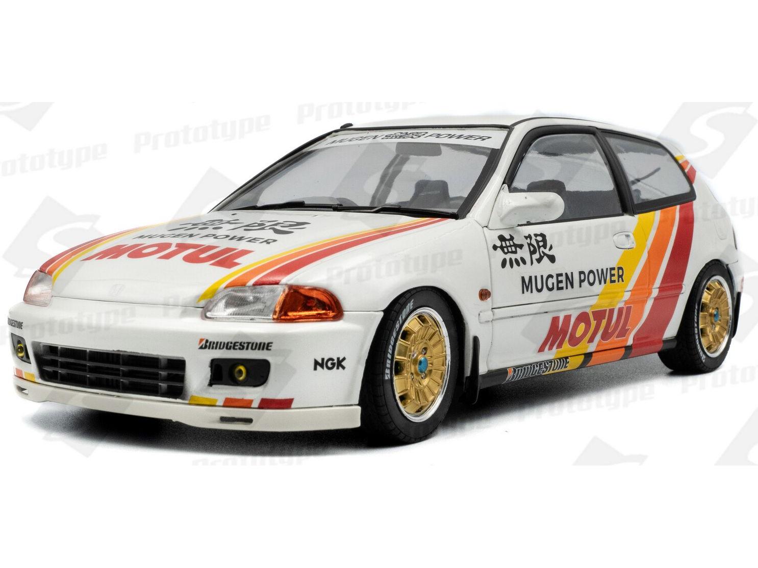 Honda Civic (EG6) Solido Works Mugen 1992 Racing White 1:18 Scale Solido Diecast Model-Solido-Diecast Model Centre