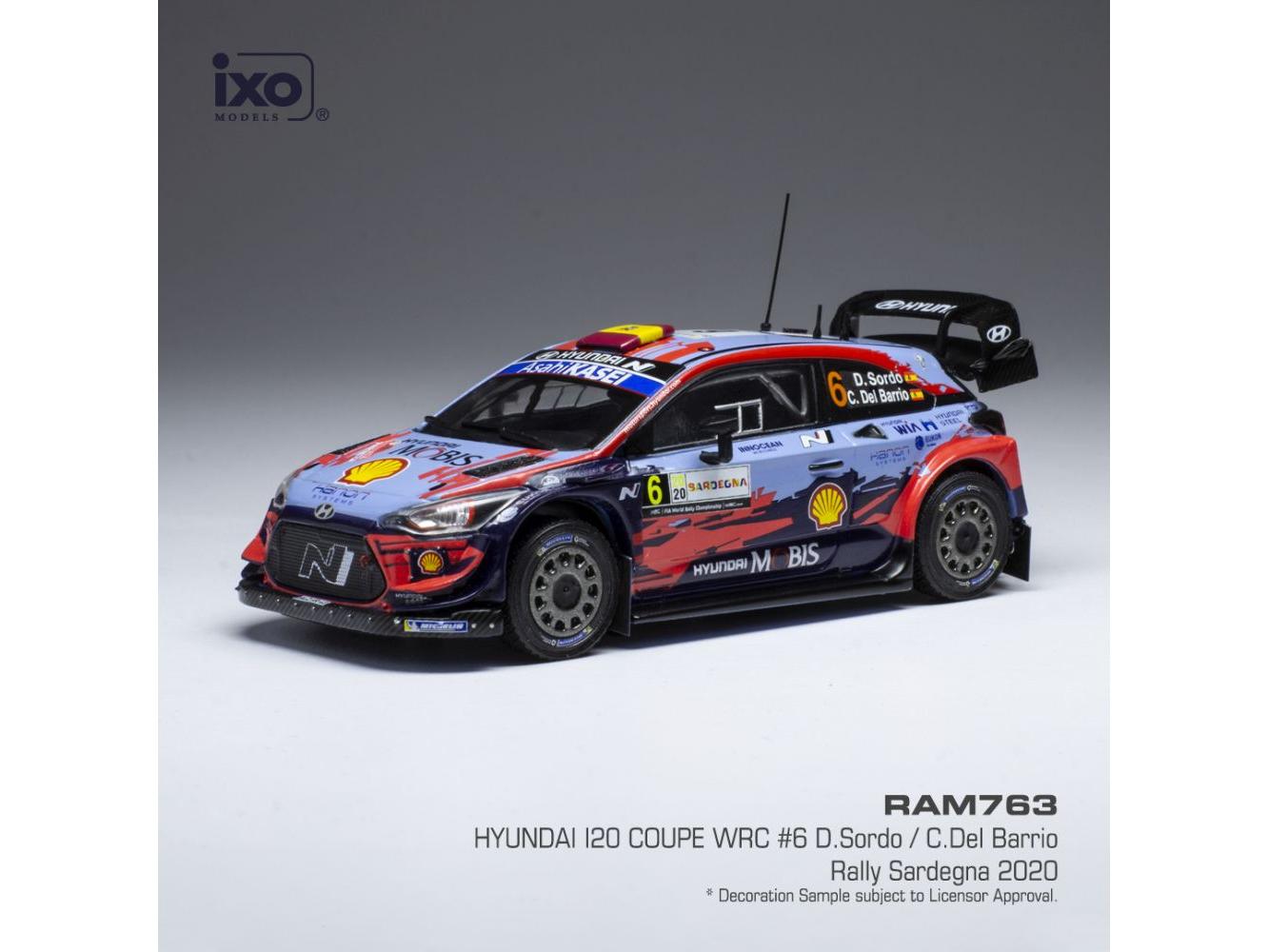 Hyundai i2 Coupe WRC #6 WRC Rallye Sardinien 2020 D.Sordo/C.Del Barrio 1:43 Scale IXO Diecast Model Car-IXO-Diecast Model Centre