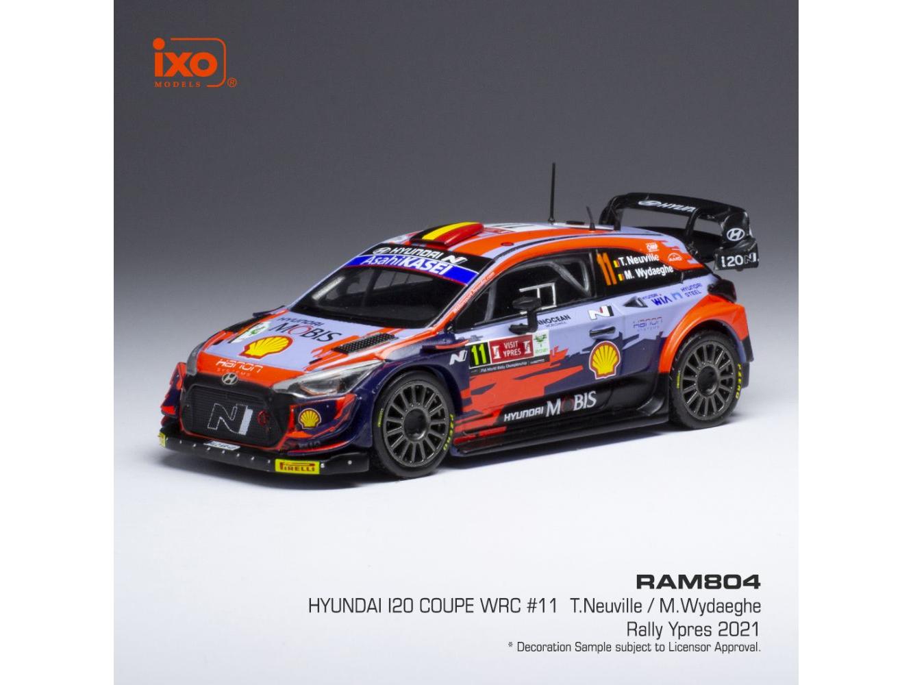 Hyundai i20 Coupe WRC #11 Rally Ypres 2021 T.Neuville/M.Wydaeghe 1:43 Scale IXO Diecast Model Car-IXO-Diecast Model Centre