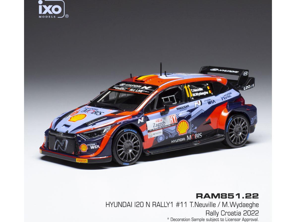 Hyundai i20 N Rally1 #11 WRC Rally Croatia 2022 T.Neuville/M.Wydaeghe 1:43 Scale IXO Diecast Model Car-IXO-Diecast Model Centre