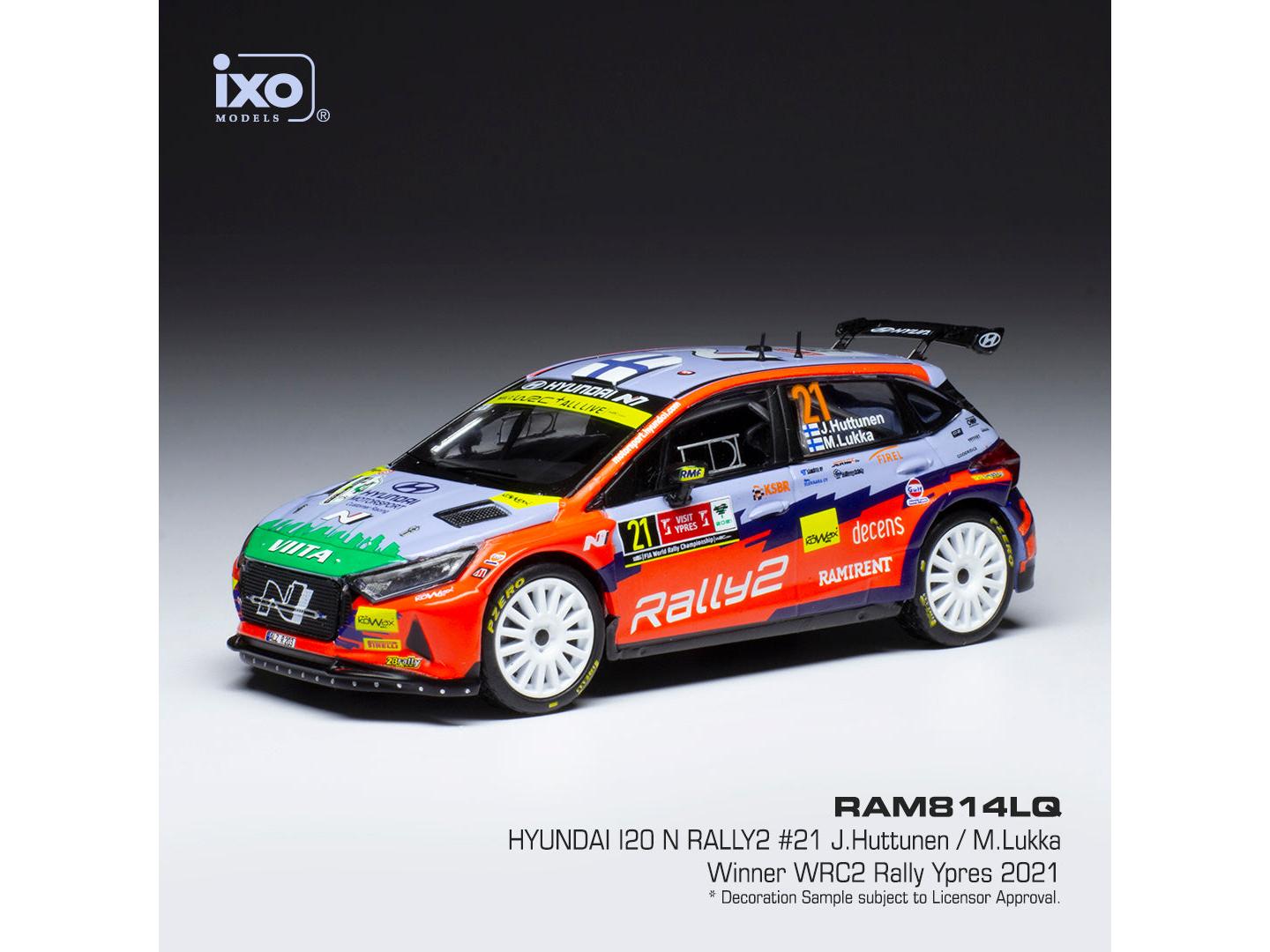Hyundai i20 N Rally2 #21 Rally Ypres 2021 J.Huttunen/M.Lukka 1:43 Scale IXO Diecast Model Car-IXO-Diecast Model Centre