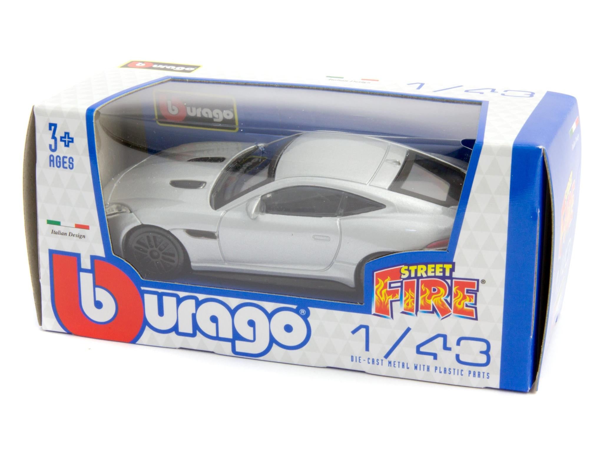 Jaguar F-TYPE Silver 1:43 Scale Bburago Diecast Toy Car-Bburago-Diecast Model Centre