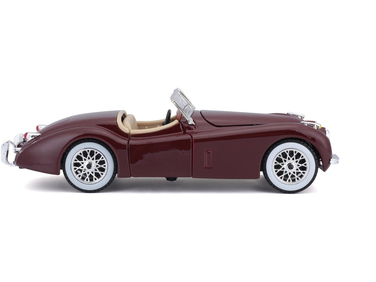 Jaguar XK120 Roadster Red Burgundy 1:24 Scale Diecast Car – Bburago-Bburago-Diecast Model Centre