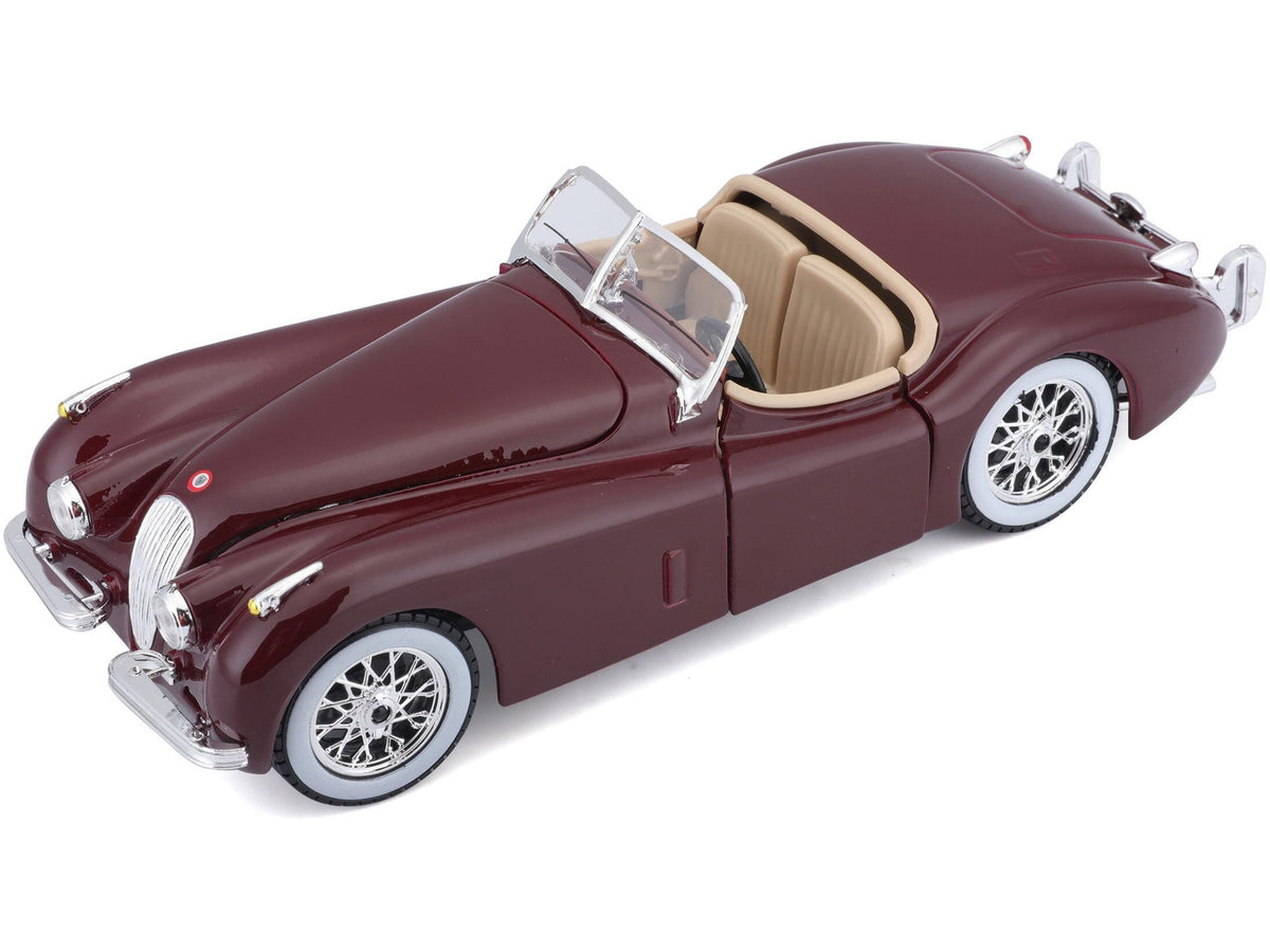 Jaguar XK120 Roadster Red Burgundy 1:24 Scale Diecast Car – Bburago-Bburago-Diecast Model Centre
