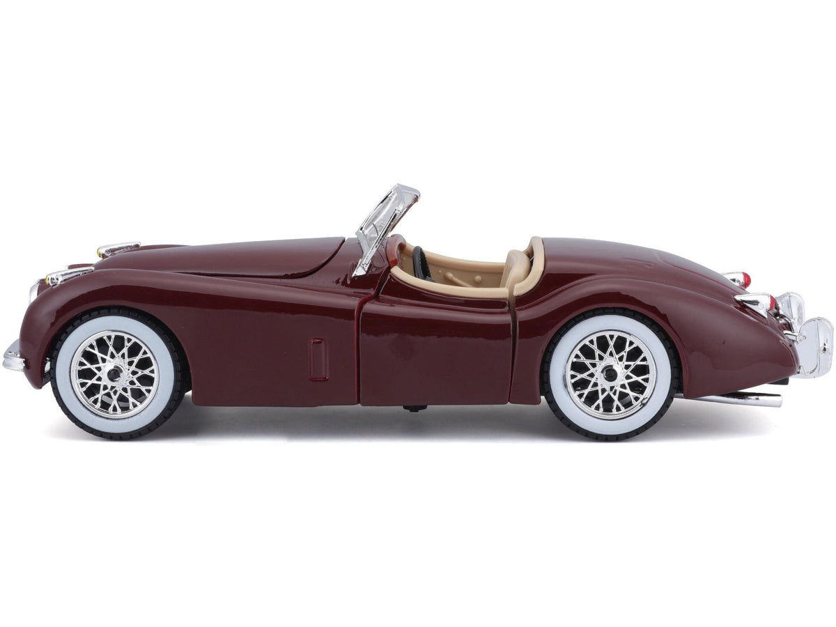 Jaguar XK120 Roadster Red Burgundy 1:24 Scale Diecast Car – Bburago-Bburago-Diecast Model Centre