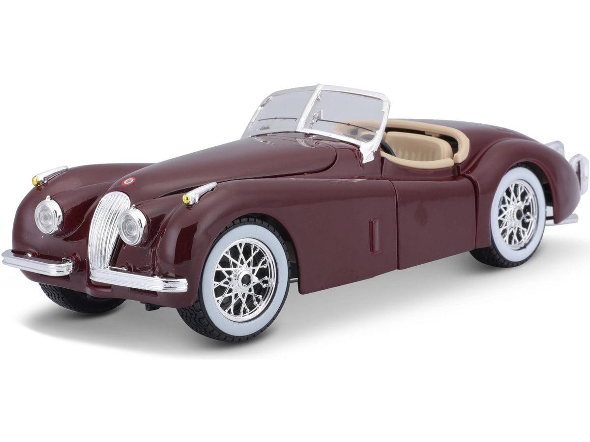 Jaguar XK120 Roadster Red Burgundy 1:24 Scale Diecast Car – Bburago-Bburago-Diecast Model Centre