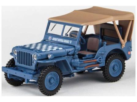 Jeep 1/4 Ton Military Soft Top Blue 1:43 Scale Diecast Model Pickup – Cararama-Cararama-Diecast Model Centre