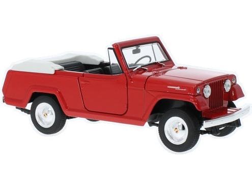 Jeep Jeepster Commando Red 1:24 Scale Diecast Car – Welly-Welly-Diecast Model Centre