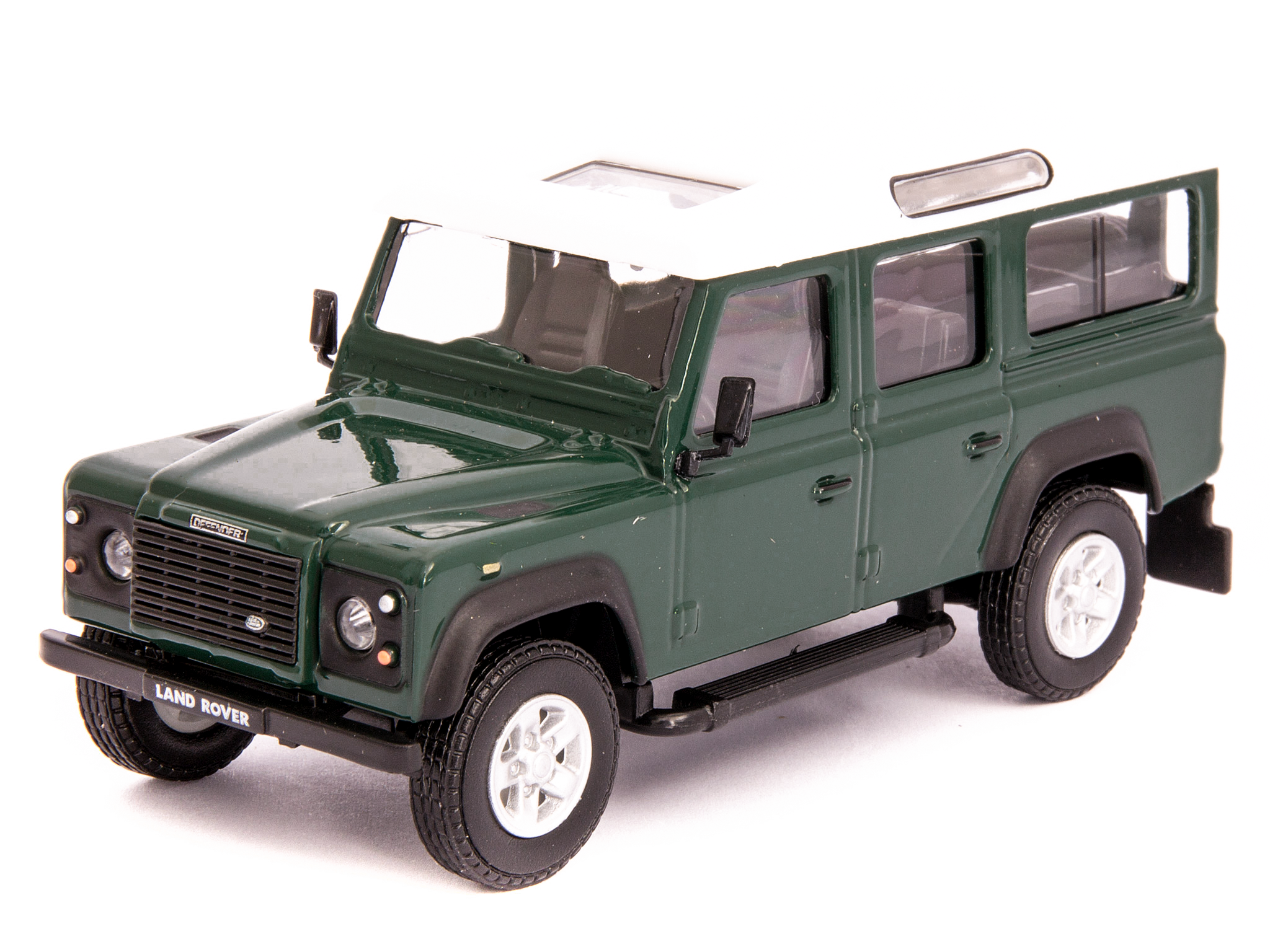 Land Rover Defender 110 Dk Green/White Roof 1:43 Scale Model Car