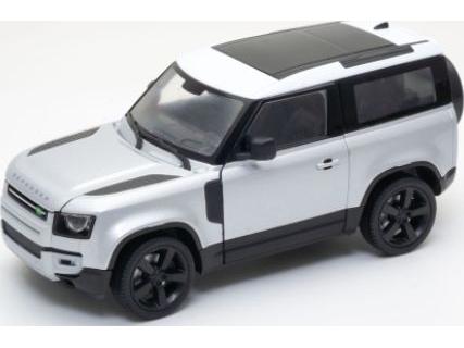 Land Rover Defender 90 2020 Bright Silver/White Roof 1:24 Scale Welly Diecast Model-Welly-Diecast Model Centre