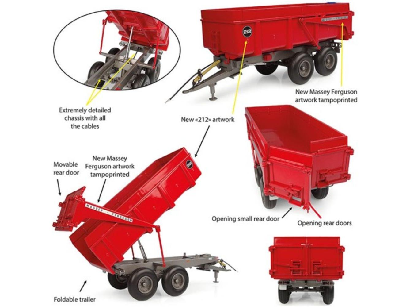 Massey Ferguson 212 Trailer Version 2 1:32 Scale Universal Hobbies Diecast Model-Universal Hobbies-Diecast Model Centre
