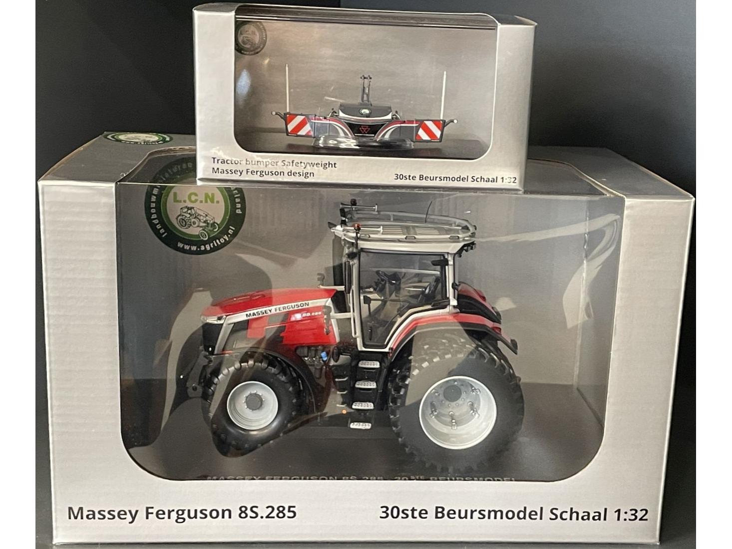 Massey Ferguson 8S.285 Tractor + Bumper Weight 2pc Set L.C.N Show Model Limited Edition 1:32 Scale Universal Hobbies Diecast Model-Universal Hobbies-Diecast Model Centre