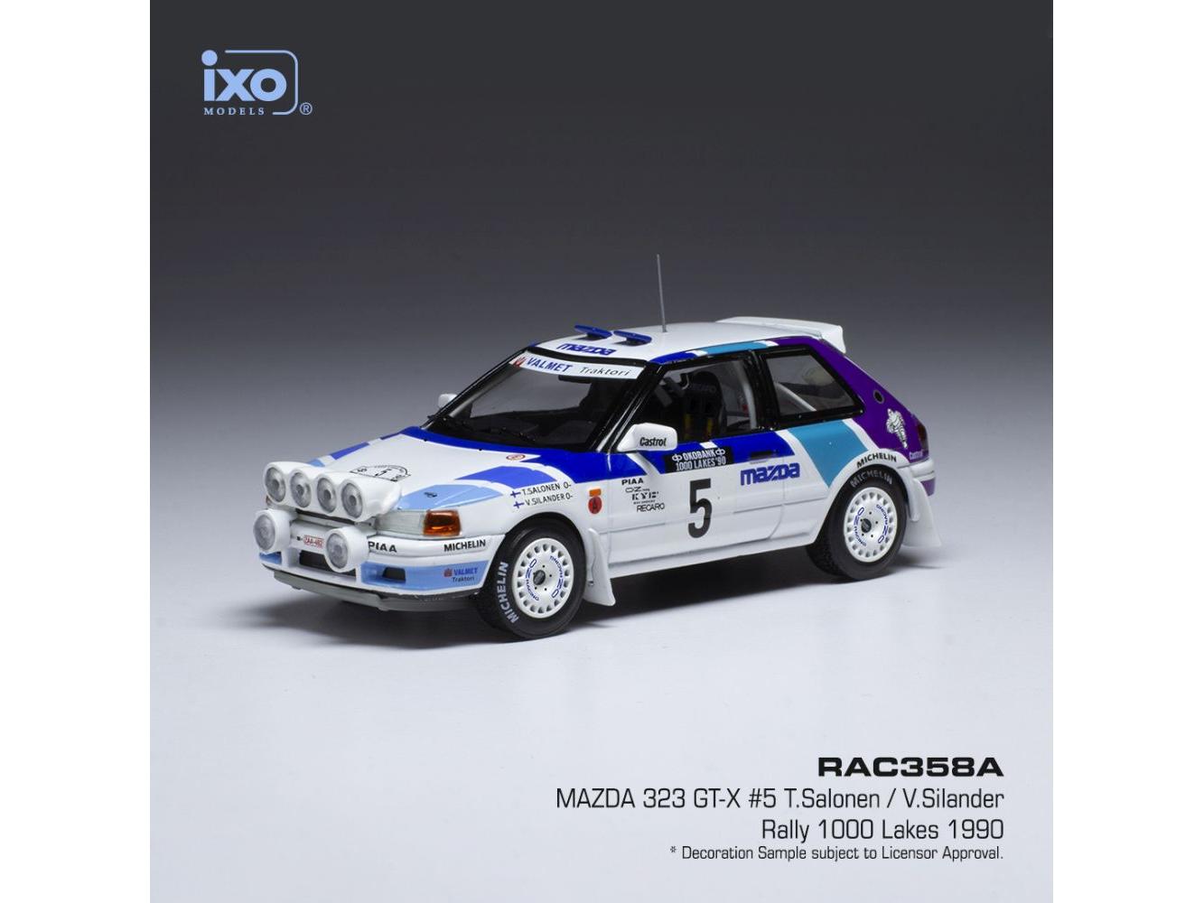 Mazda 323 GTX #5 Mazda Rally Team Europe 1000 Lakes Rallye 1990 w/Lights T.Salonen 1:43 Scale IXO Diecast Model Car-IXO-Diecast Model Centre