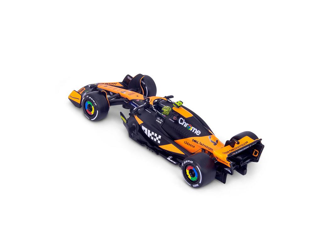 McLaren F1 Team MCL38 #4 F1 Miami GP 2024 Lando Norris 1:43 Scale Bburago Diecast Model (w/helmet)-Bburago-Diecast Model Centre