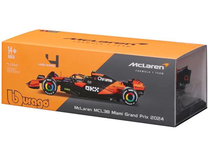 McLaren F1 Team MCL38 #4 Lando Norris F1 2024 1:24 Scale Bburago Model Car